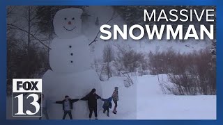 Massive Snowman Delights Passersby In Logan Canyon