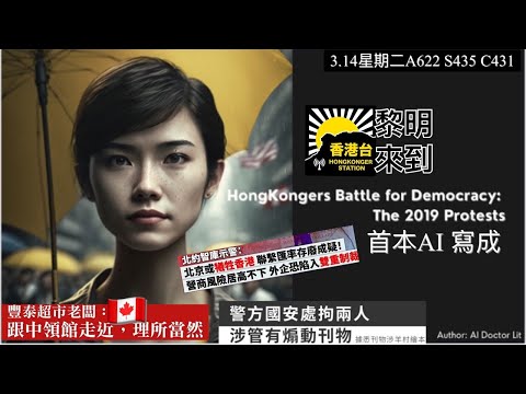 3.14黎明來到 Ai首本創作香港2019抗爭書本｜警方國安處拘兩人涉管有煽動刊物｜黃明志巡廻演唱會香港站申請被拒｜在加設警局干預選舉 豐泰超市老闆：跟中領館走近理所當然