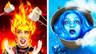 Hot vs Cold Challenge! Girl on Fire vs Icy Girl! Elements are Missing!