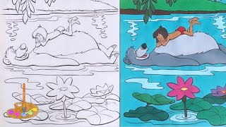 Kids Coloring book | Colouring Mowgli and Baloo | Jungle Book | Toddler coloring