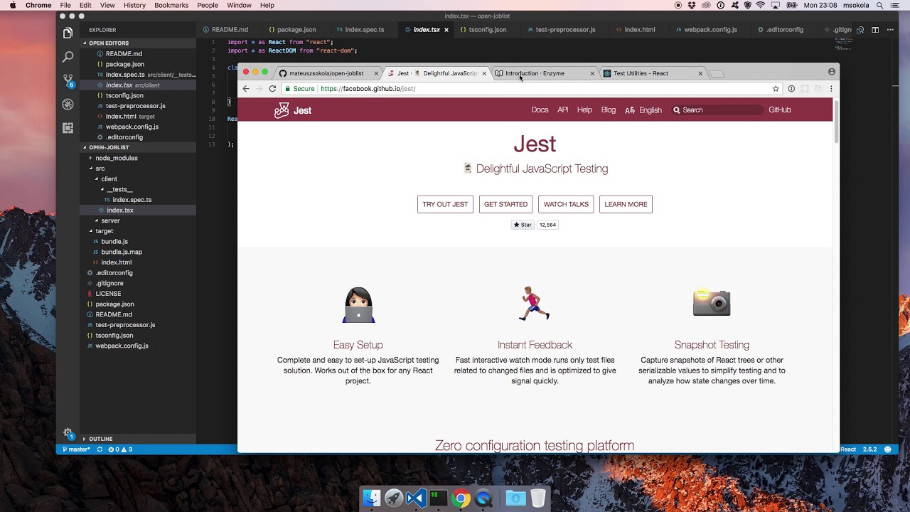 Jest import. Jest Tests TYPESCRIPT. React snapshot. Jest browser. React snapshot Testing.