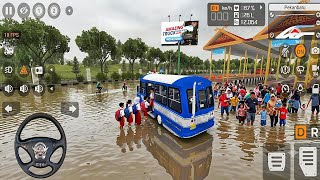 Bus Sekolah Jemput Penumpang Siswa Keadaan Jalur Banjir - Bus Simulator Indonesia  screenshot 4