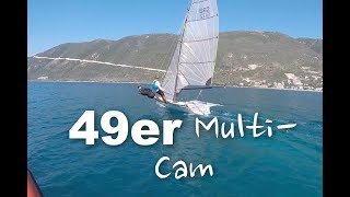 49er onboard multi cam live commentary - light wind.