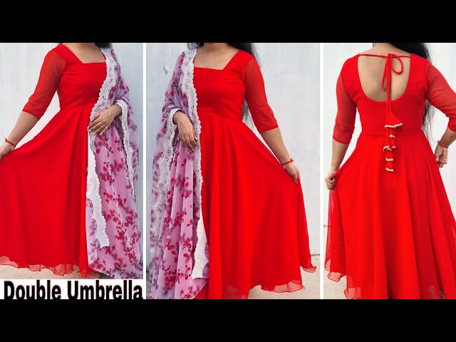 How to make Umbrella Frock with neck Design - YouTube