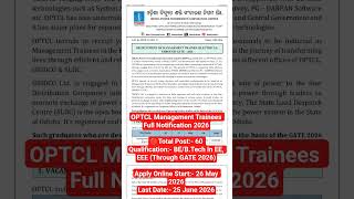 OPTCL Management Trainees Full Notification 2026