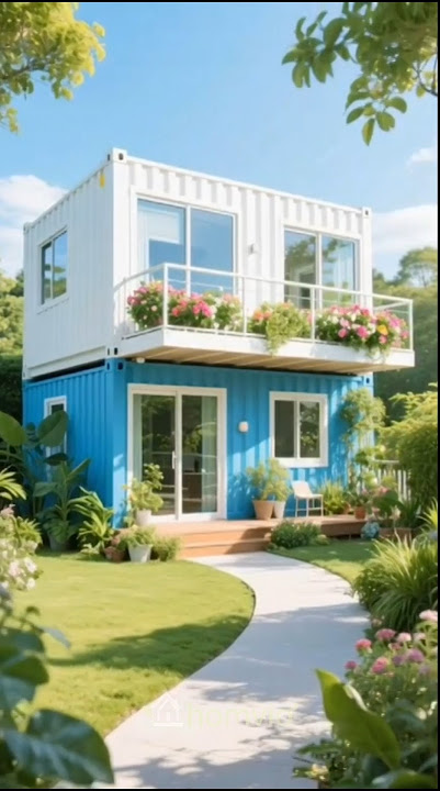 Cozy Two-Story Home with Flower Balcony #homedesign #house #containerhouse