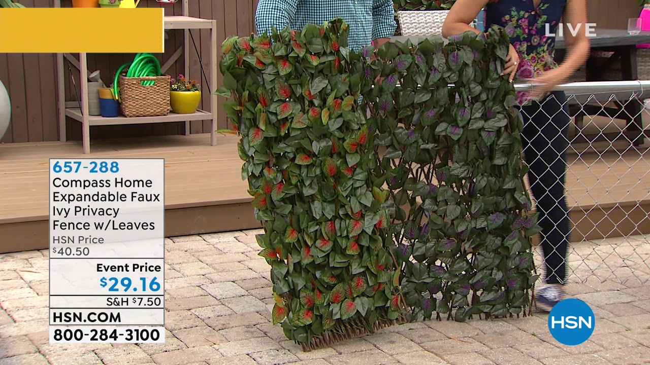 Compass Home Expandable Faux Ivy Privacy Fence with Leav...