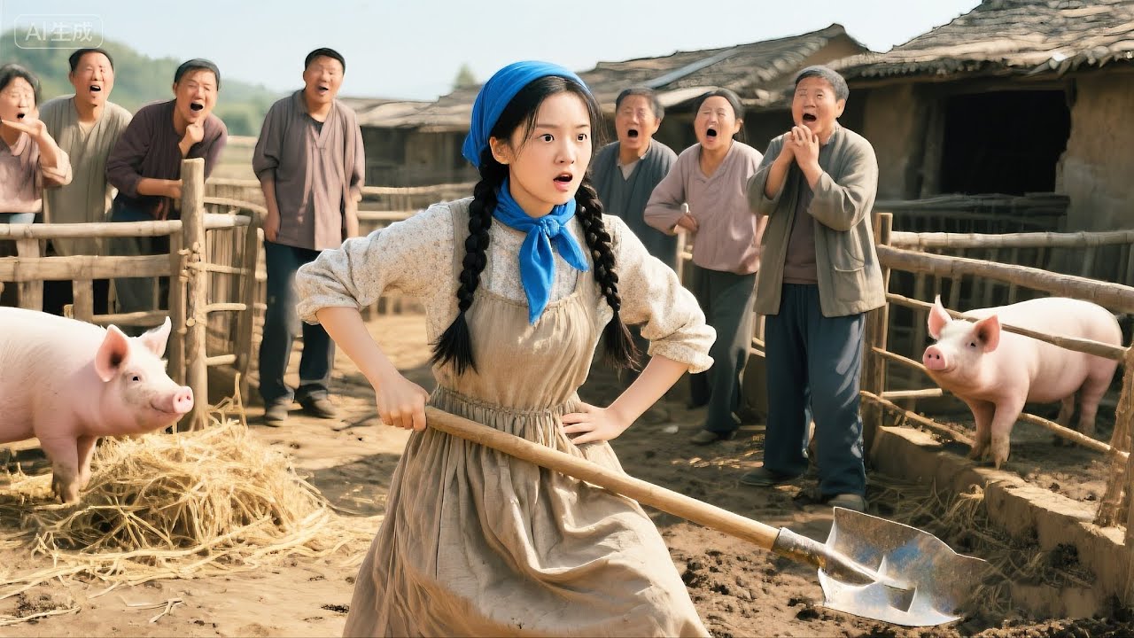 La mujer decidida levantó la pala, ¡no permitiendo que nadie destruyera la granja de cerdos!