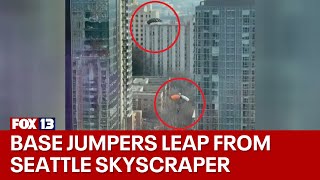 Seattle base jumpers: Video shows 2 leap from skyscraper near I-5