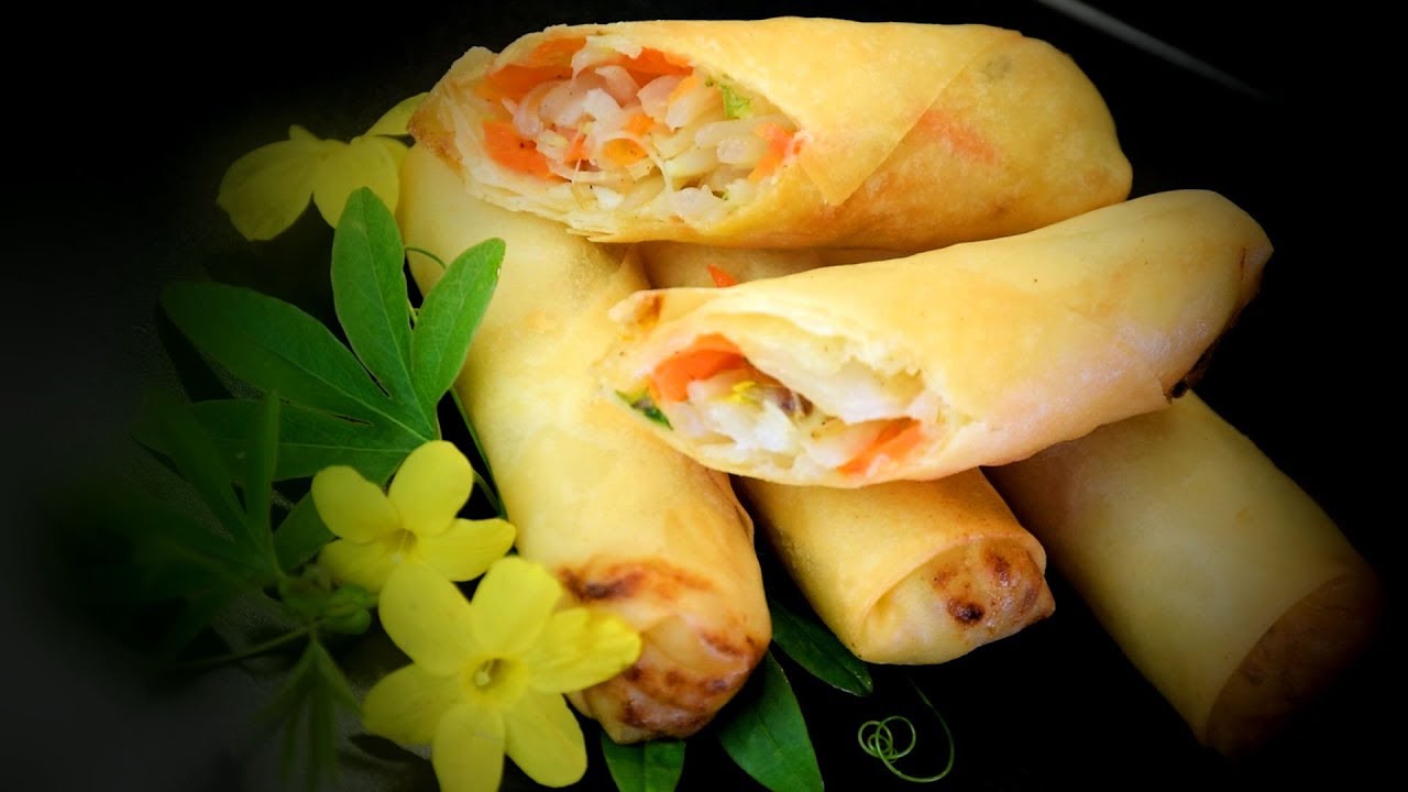 Chinese Vegetable Spring Rolls (Chinese Style Cooking Recipe) - YouTube