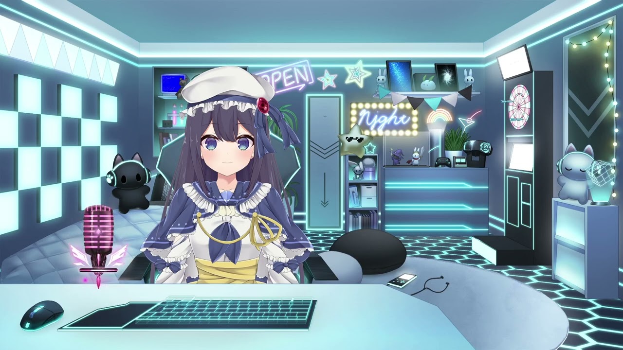 配信デスクセット ゲーミング/サイバーVer.1 [VTuber素材/VTuberAssets 