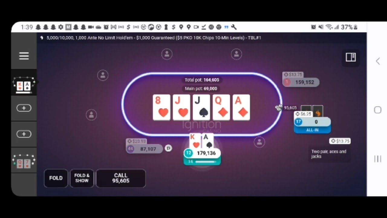 full ignition poker session knockout poker tournament final table on