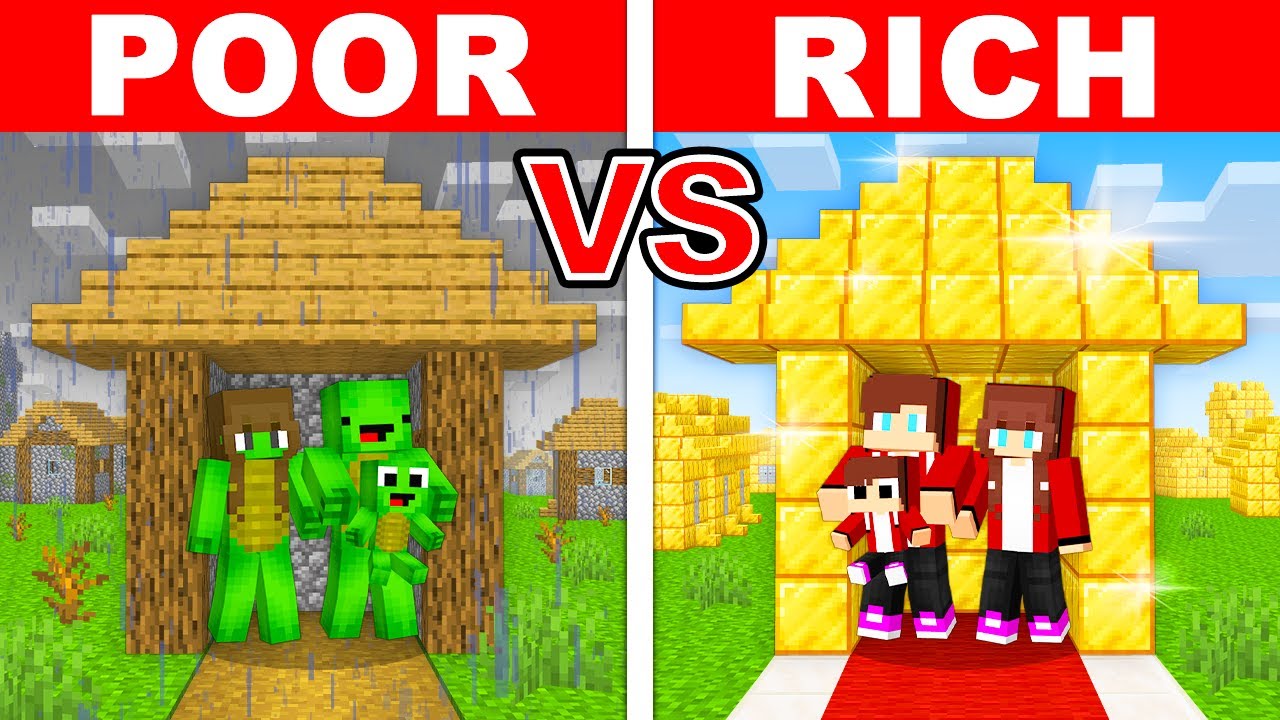 MIKEY vs JJ Family: RICH Village vs POOR Village Build Challenge in Minecraft