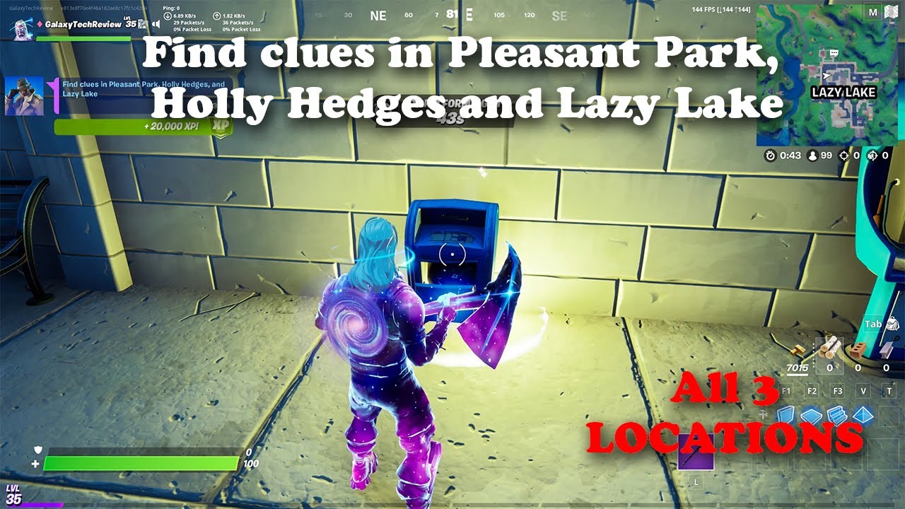 Find clues in Pleasant Park, Holly Hedges and Lazy Lake All 3