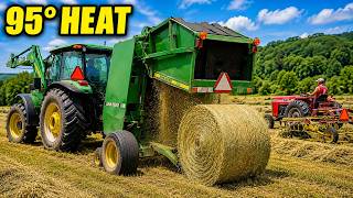 Raking and Baling Hay in 95+ Degree Heat