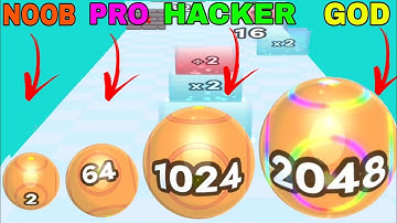 NOOB VS PRO VS HACKER VS GOD in Rolling Ball 2048