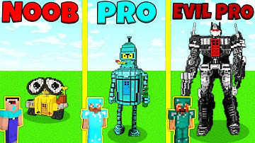 Minecraft Battle: NOOB vs PRO vs EVIL PRO: ROBOT HOUSE BUILD CHALLENGE / Animation