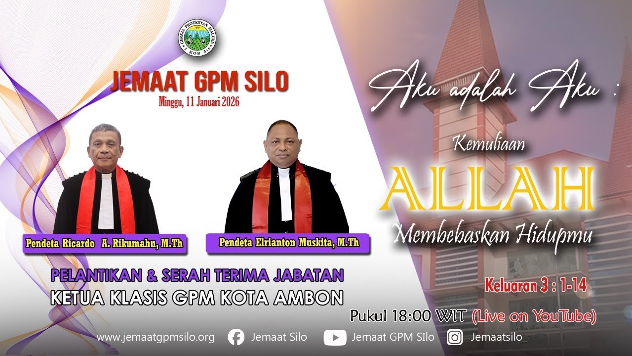 LIVE STREAMING |  PELANTIKAN & SERAH TERIMA JABATAN KETUA KLASIS GPM KOTA AMBON | 18.00 WIT