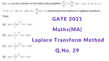 GATE 2021 || Maths(MA) || Q.No.29 || Laplace Transform Method