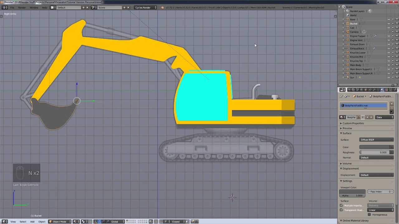 How to Model & Rig a Crawler Excavator in Blender - Part 2 - v 2.72 / 2 ...