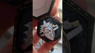 Pear Moissanite Halo Engagement Ring.