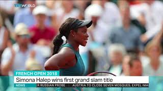 World number one simona halep of romania has won her first grand slam
title at the french open, in a memorable final against america's
sloane stephens.