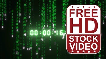 Free Stock Videos – VFX digital timer with matrix code front view on black background 3D animation