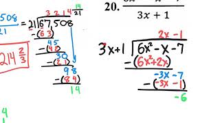 Notes 5.2A long division of polynomials revised