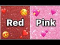 Red  vs pink   choose your favourite  phone   dress   heels   cake   headphones  etc