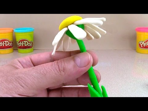 Видео: Плей до ромашка из пластилина! Как лепить цветы плей до