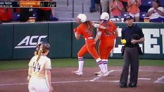 Clemson softball's Valerie Cagle hits long home run over RF fence vs. Georgia Tech