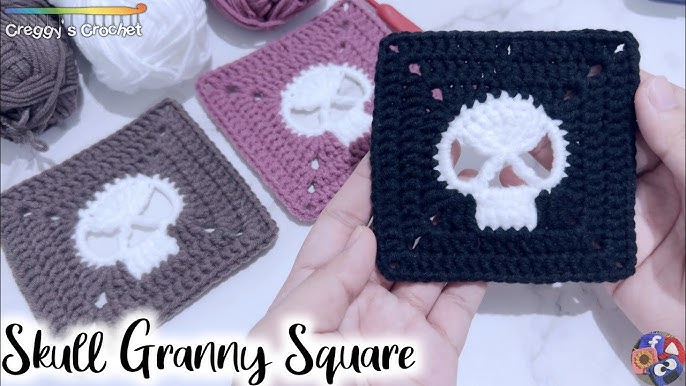 crochet skull granny square pants tutorial
