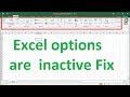 Some excel options are grayed out inactive fix