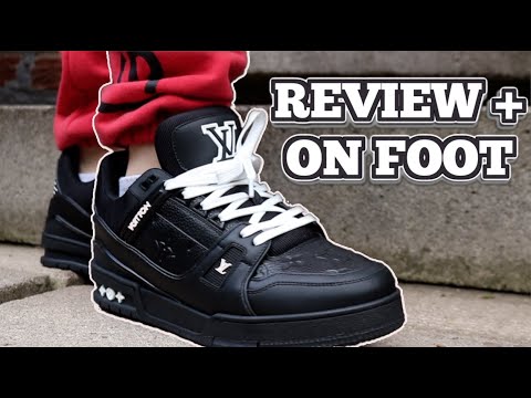 LV Trainer Sneaker Triple Black White Laces (REVIEW) + ON FOOT 