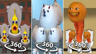 Skibidi Banana Toilet vs Skibidi Dog Toilet 11 vs Annoying Orange Toilet | 360º VR