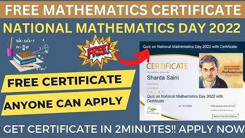 Free Mathematics Day Certificate | National Mathematics Day 2022 | Free Certificate