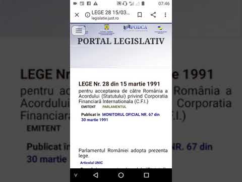 Legea 28/1991 Romania e in Corporatia financiara internationala