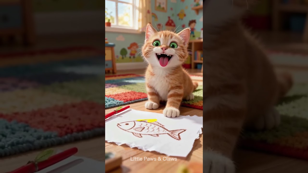 Cute cat drawing a fish | Microscopic Harry Potter Animals | 