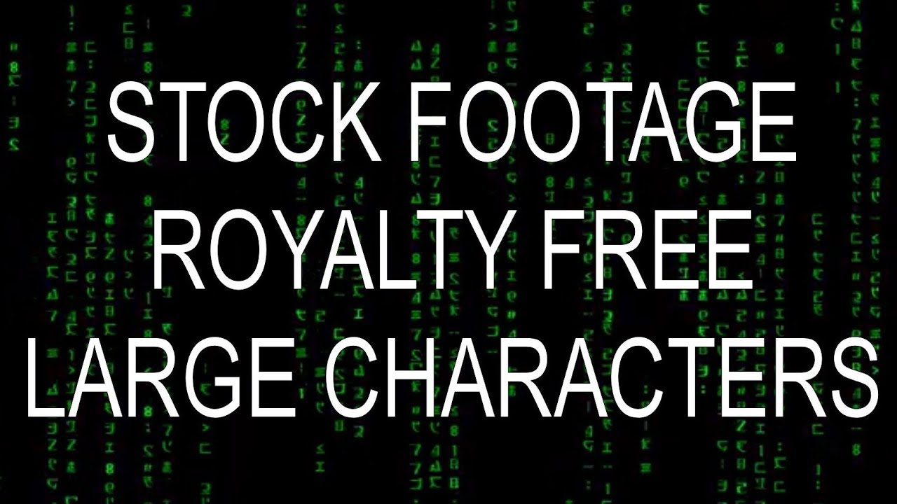 1 hr Stock Footage Royalty free Matrix Style with large characters,  green screen