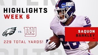 Saquon Barkley Breaks Out w/ 229 Total Yards & 1 TD vs. Philly