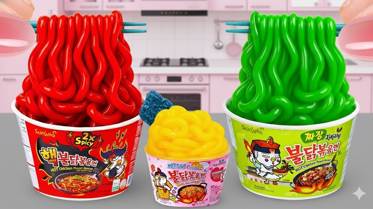 Миниатюрная кухня | Рецепт карбонары с «Волшебной лапшой Булдак»! 🌶️✨Невероятно вкусно