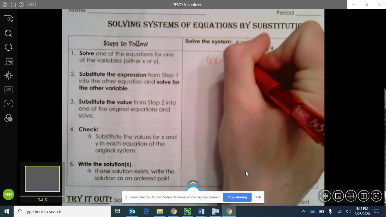 Solving Systems Using Substitution: Part 1 - YouTube