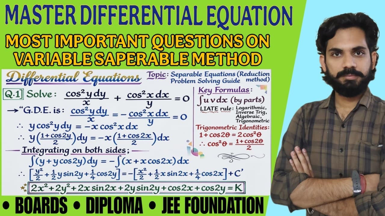 Lecture 8 | Variable Separable Method | Most Important Questions ...