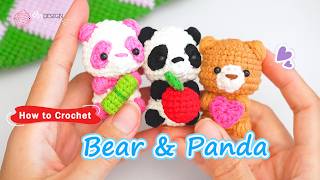 Mini Panda & Bear Crochet Tutorial 🐼🐻 | Easy Beginner Amigurumi Pattern✨ | Quick AmigurumMay D019