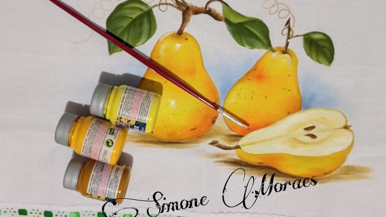 Como pintar Peras - Mini curso de pintura em tecido