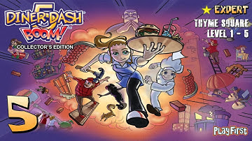 Diner Dash 5: BOOM! (PC) - 1080p60 HD Walkthrough Part 5 - Thyme Square, Level 1 to 5