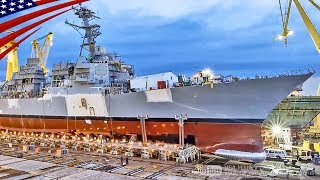 【タイムラプス】米海軍の最新鋭ミサイル駆逐艦の進水