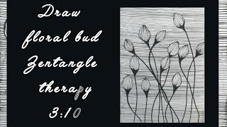 Draw floral bud zentangle therapy 3:10 art  tutorial #art#zentangle  #easy#tutorial  