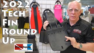 2022 Tech Fin Round Up with Apeks RK3, Dive Rite XT, Hog TECH2 and Scuba Pro Jets.