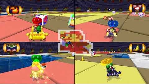Mario Kart Double Dash!!: Balloon Battle: Tilt-A-Kart 4 player Netplay 60fps
